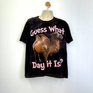 Gildan - Black Tie Dye Guess What Day It Is ? Camel Graphic T Shirt Size XL